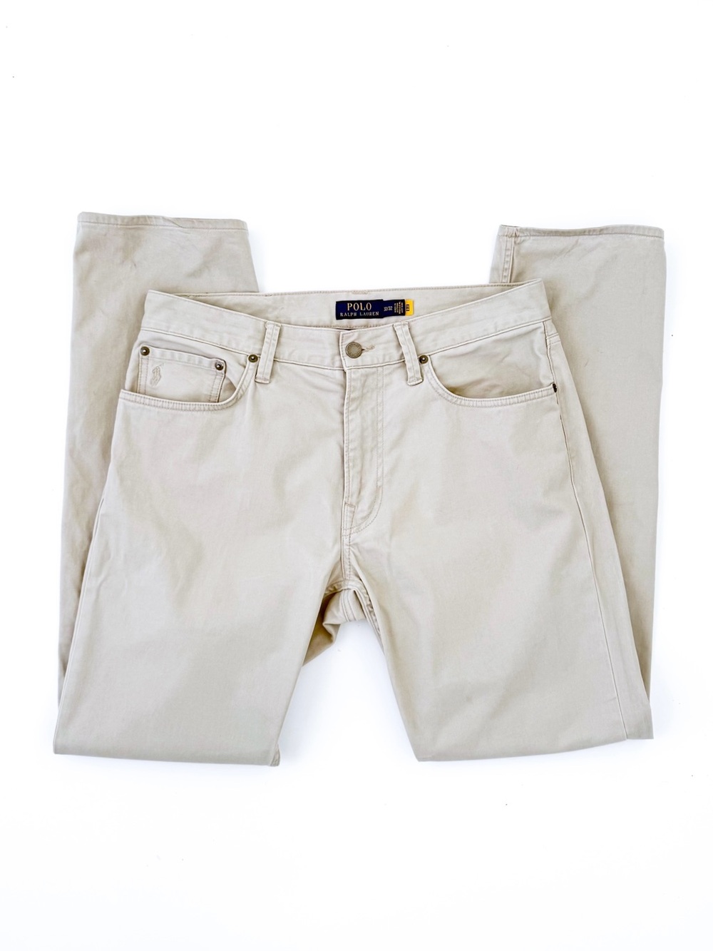 Polo Ralph Lauren Slim Straight-Leg Twill Pants in Light Taupe Khaki 32x32 Men's